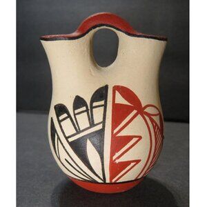 Gachupin Jemez Pueblo Native American Pottery Miniature Wedding Vase Handmade